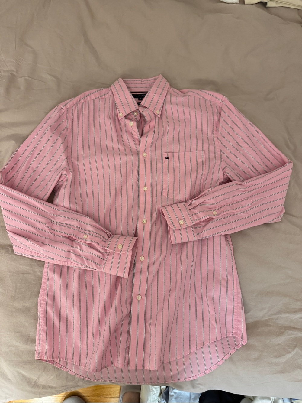 Tommy Hilfiger Pink Striped Button-Down Dress Shirt